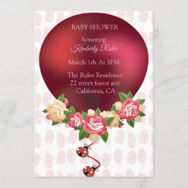 Ladybug Red Roses Baby shower Uitnodiging