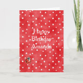 Ladybug Red White Dots Birthday Kaart (Voorkant)