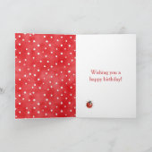 Ladybug Red White Dots Birthday Kaart (Binnen)