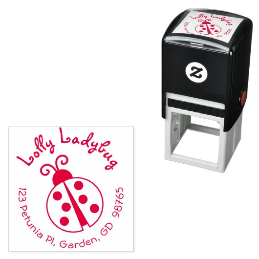 Ladybug retouradres stempel rond zelfinkt (In situ)