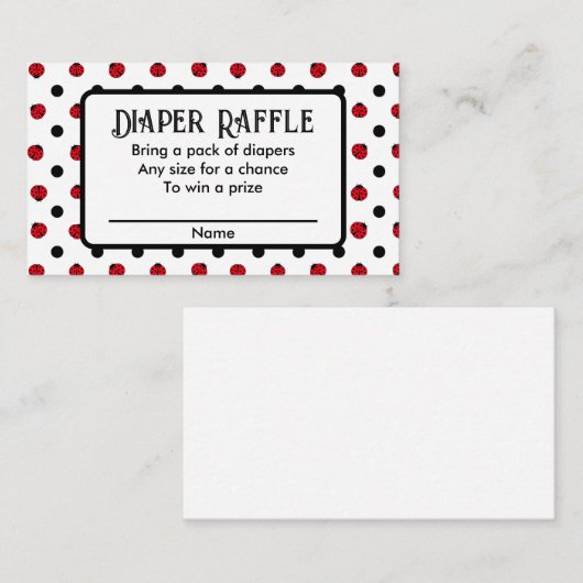 Ladybug retro polka dots Baby shower diaper raffle Informatiekaartje (Voorkant / Achterkant)