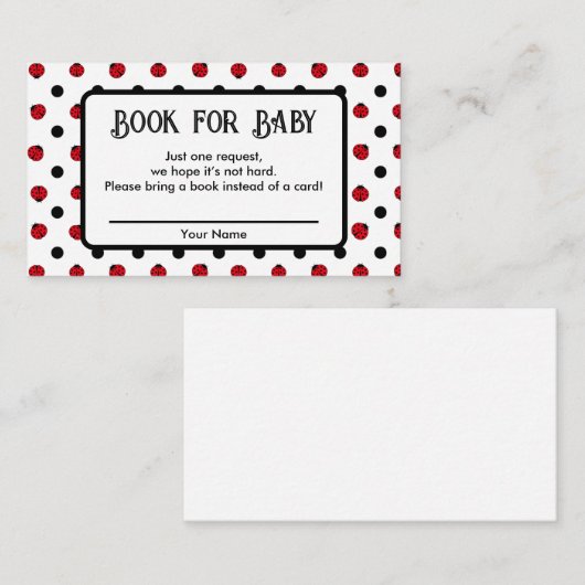 Ladybug retro polka dots Book request Baby shower Informatiekaartje (Voorkant / Achterkant)