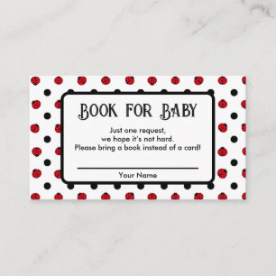Ladybug retro polka dots Book request Baby shower Informatiekaartje