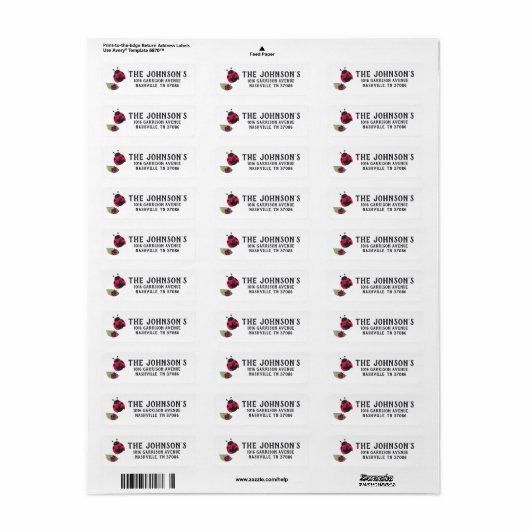 Ladybug Return Address Label (Full Sheet)