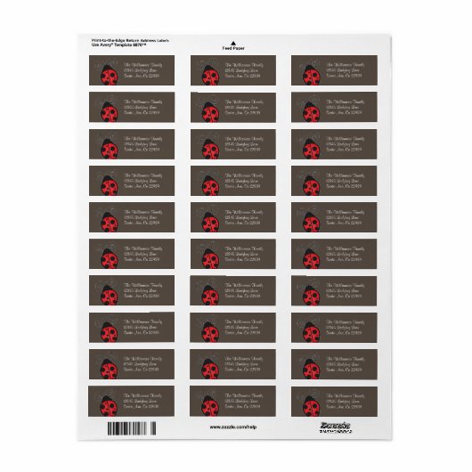 Ladybug Return Address Labels (Full Sheet)