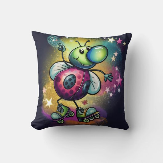 Ladybug Roller Disco Throw Pillow Kussen (Voorkant)
