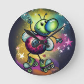 Ladybug Roller Disco Wall Clock Ronde Klok (Voorkant)