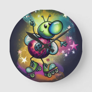 Ladybug Roller Disco Wall Clock Ronde Klok
