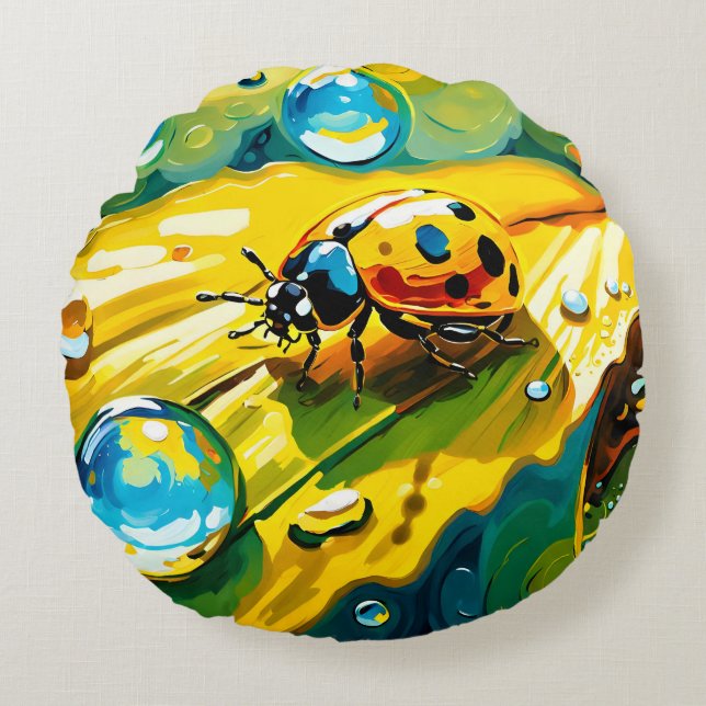 Ladybug Rond Kussen (Voorkant)