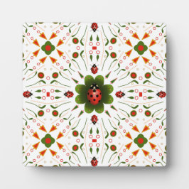 Ladybug rood, groen en wit ontwerp fotoplaat