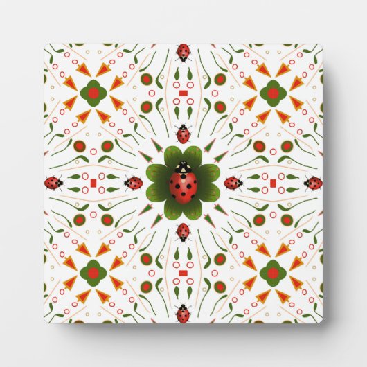 Ladybug rood, groen en wit ontwerp fotoplaat (Voorkant)