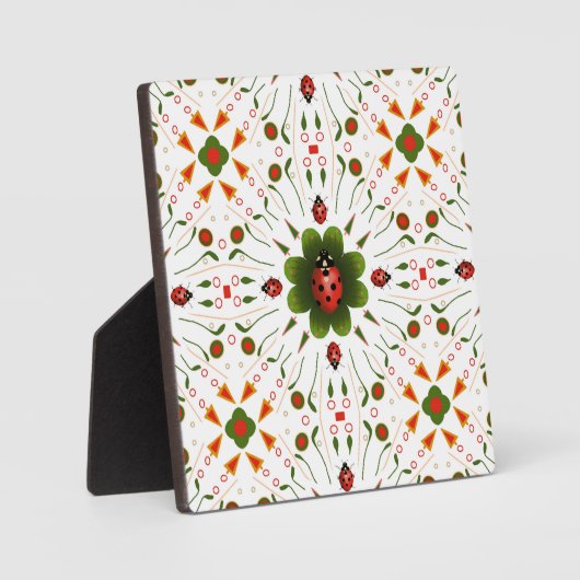 Ladybug rood, groen en wit ontwerp fotoplaat (Voorkant)