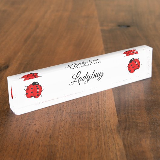 Ladybug, rood met zwarte vlekken naambordje (Zijkant)