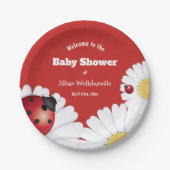 Ladybug Rood Wit Bloem Baby shower Papier Papieren Bordje (Voorkant)