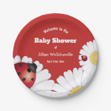 Ladybug Rood Wit Bloem Baby shower Papier