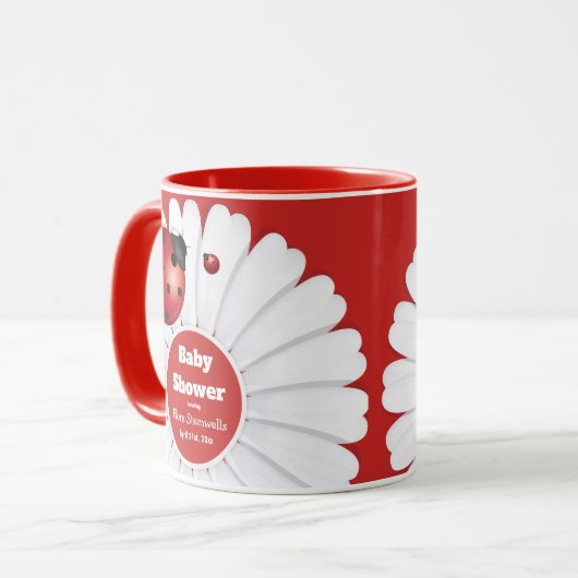 Ladybug Rood Wit Zwart Baby shower Mok (Voorkant links)
