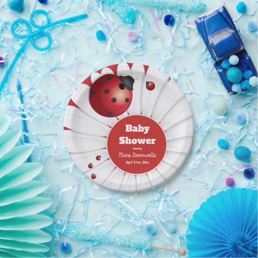 Ladybug Rood Wit Zwart Baby shower Papier Bord (Feest)