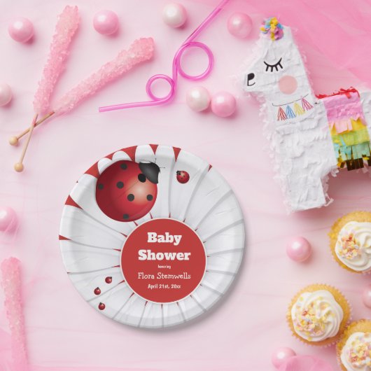 Ladybug Rood Wit Zwart Baby shower Papier Bord (Feest)