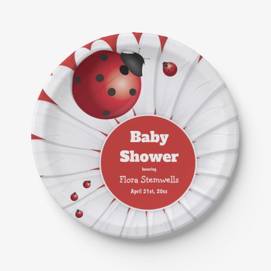 Ladybug Rood Wit Zwart Baby shower Papier Bord (Voorkant)