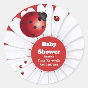 Ladybug Rood Wit Zwart Baby shower Sticker