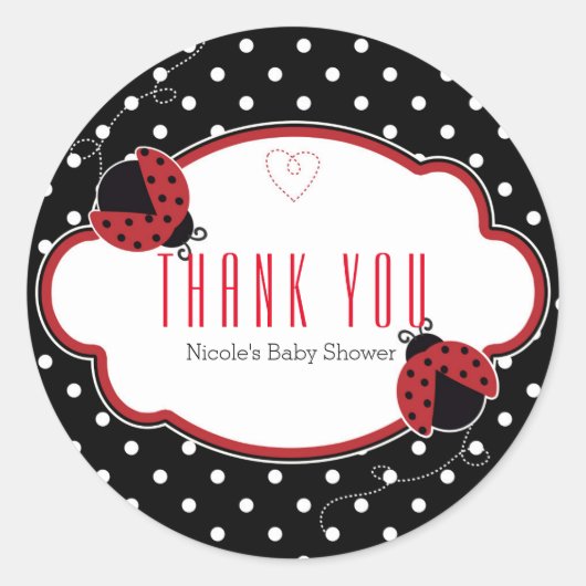 Ladybug Rood & Zwart Douche Party Favoriet Sticker (Voorkant)