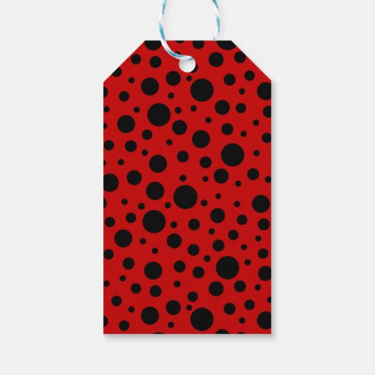 Ladybug rood zwart Lijst polka dots dank u Cadeaulabel (Achterkant)