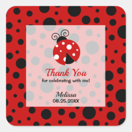 Ladybug rood zwart Lijst polka dots dank u Vierkante Sticker