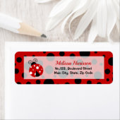 Ladybug Rood Zwart Lijst Polka Dots Retouradres Etiket (Insitu)