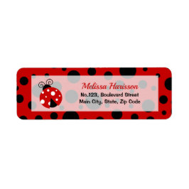 Ladybug Rood Zwart Lijst Polka Dots Retouradres Etiket