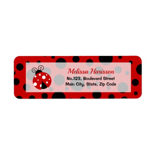Ladybug Rood Zwart Lijst Polka Dots Retouradres Etiket (Voorkant)
