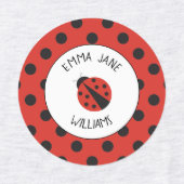 Ladybug rood zwart polka dot naam labels voor scho (Design 1)