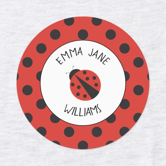 Ladybug rood zwart polka dot naam labels voor scho (Design 1)