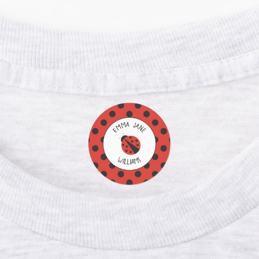 Ladybug rood zwart polka dot naam labels voor scho (Aangebracht)