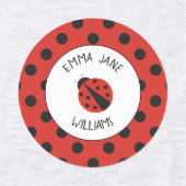Ladybug rood zwart polka dot naam labels voor scho (Design 2)