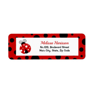 Ladybug rood zwart polka stippen retouradres etiket