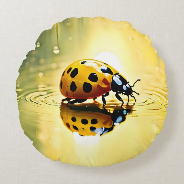 Ladybug Round Pillow Rond Kussen (Voorkant)