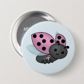 Ladybug Roze Awareness Ribbon Button (Voorkant /achterkant)