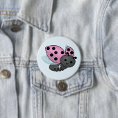 Ladybug Roze Awareness Ribbon Button (In situ)