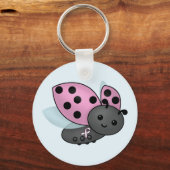 Ladybug Roze Awareness Ribbon Sleutelhanger (Voorkant)