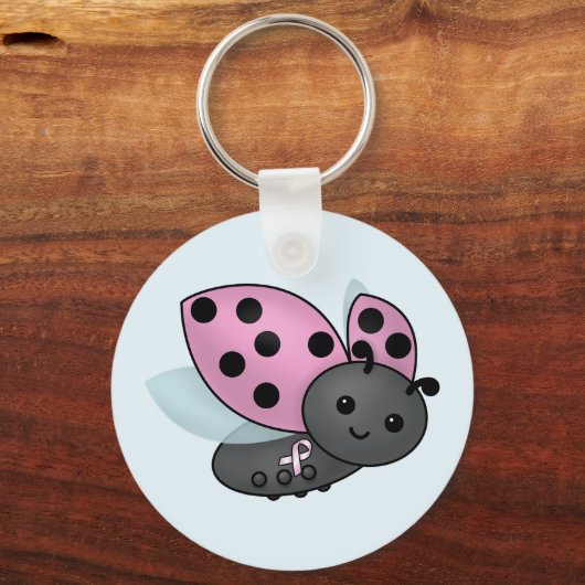 Ladybug Roze Awareness Ribbon Sleutelhanger (Voorkant)