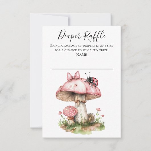 Ladybug roze Baby shower luier Raffle Kaart (Voorkant)
