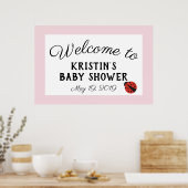 Ladybug roze baby shower welkomstteken 36 x 24 poster (Keuken)