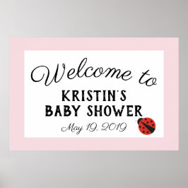 Ladybug roze baby shower welkomstteken 36 x 24 poster