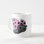 Ladybug Roze Bewustheid Koffiekoffie Mok (Voorkant links)