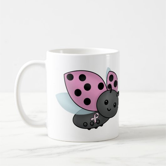 Ladybug Roze Bewustheid Koffiekoffie Mok (Links)