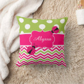 Ladybug Roze Groene Aangepaste Pijler Kussen (Deken)