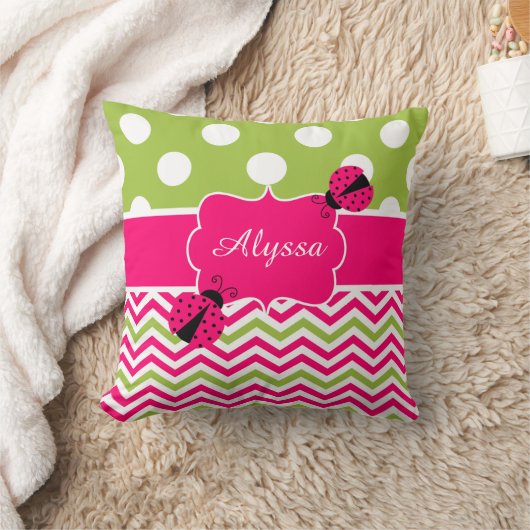Ladybug Roze Groene Aangepaste Pijler Kussen (Deken)