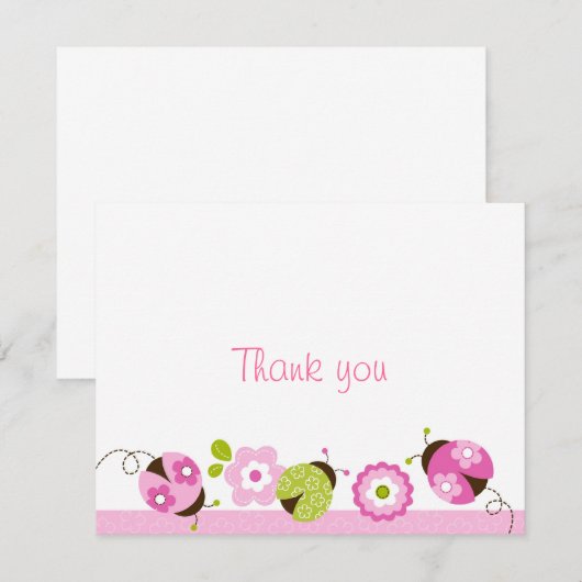 Ladybug roze groene ventilator Dank u voor de nota Notitiekaartje (Voorkant / Achterkant)