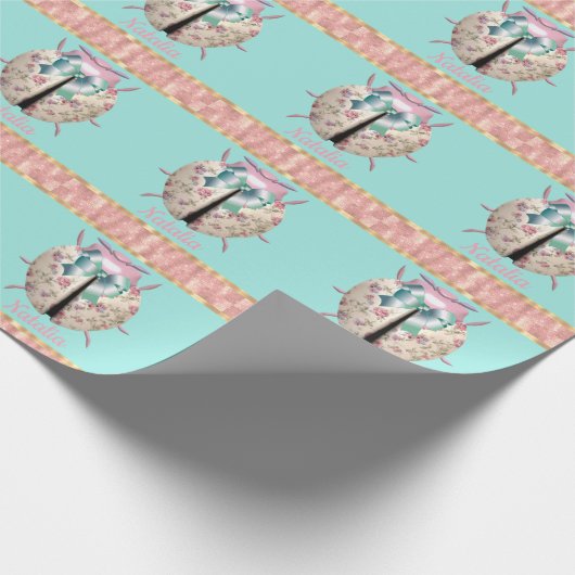 Ladybug-rozen en violetten met schattige bloem cadeaupapier (Hoek)