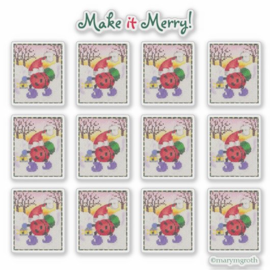 Ladybug Santa Stickers (Voorkant)